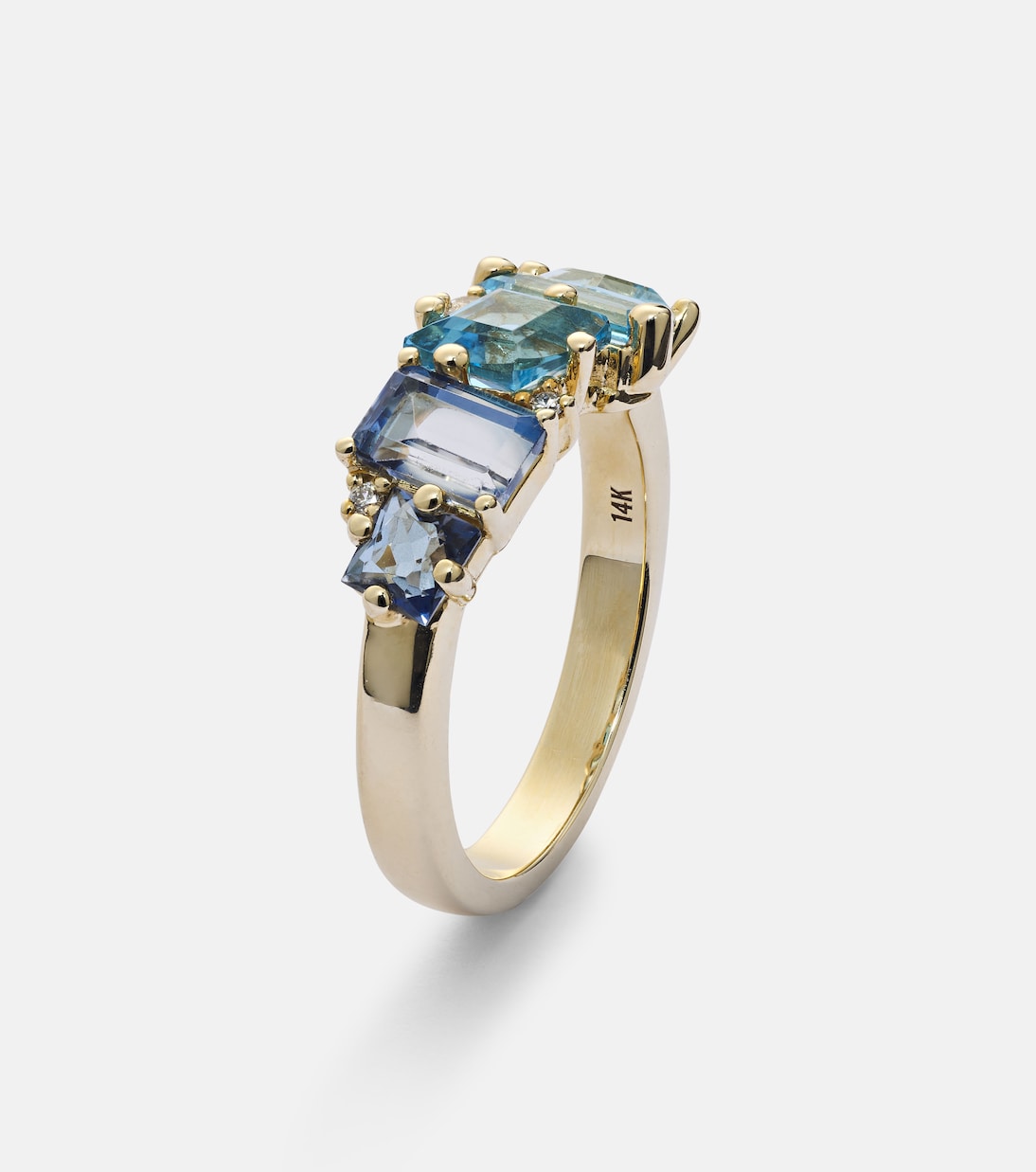 Bague en or jaune 14 ct, diamants et topazes | Suzanne Kalan