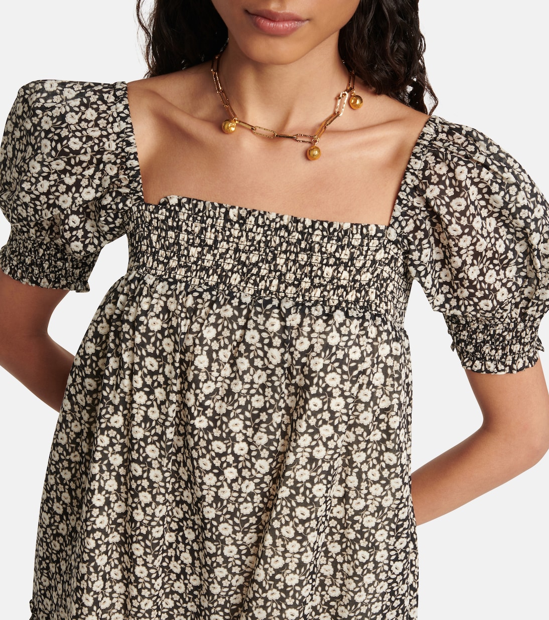 Vestido corto blusón floral | Tory Burch