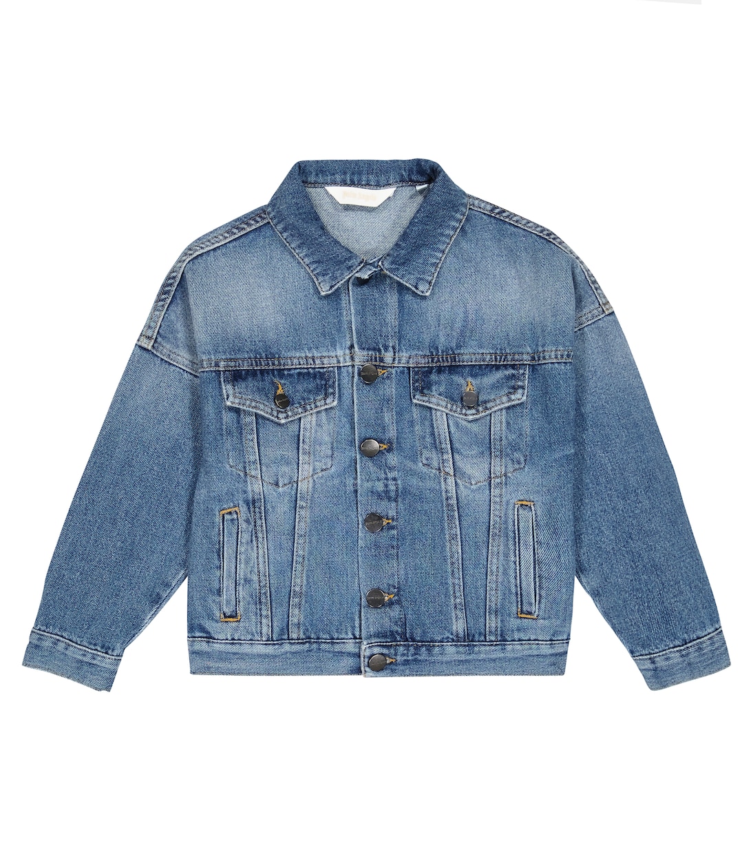 Logo denim jacket in blue - Palm Angels Kids | Mytheresa