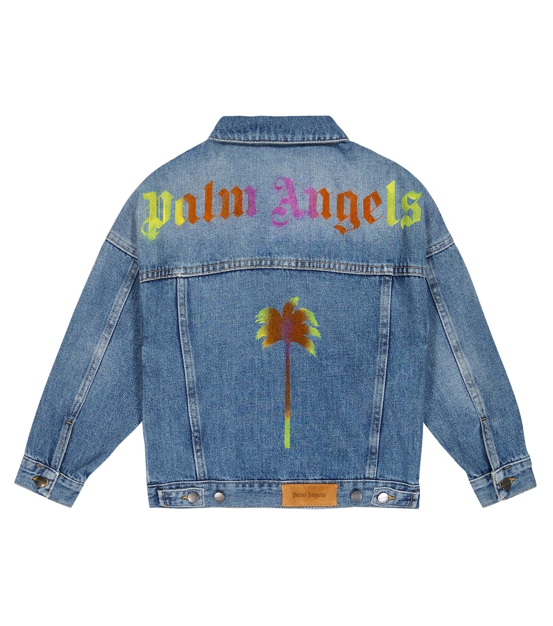 Logo denim jacket in blue - Palm Angels Kids | Mytheresa