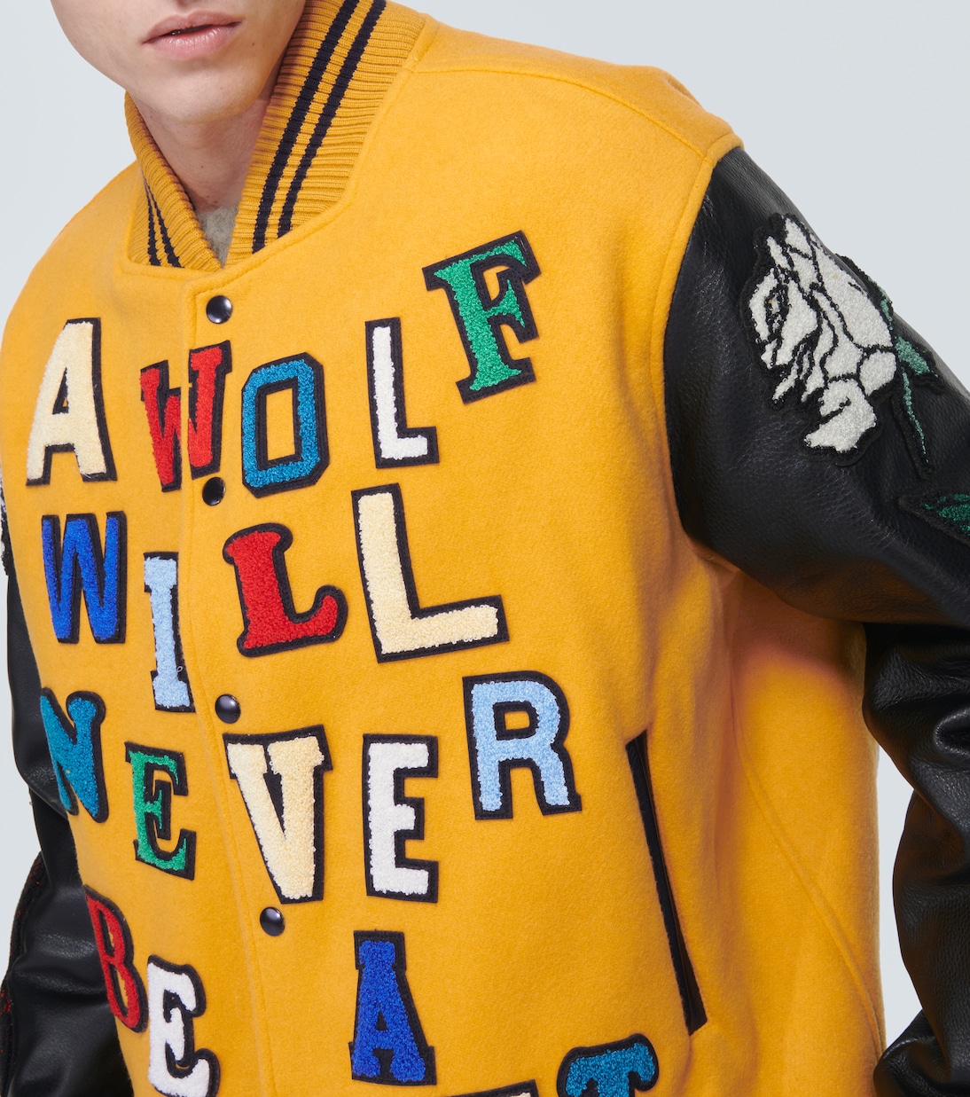 Appliqué wool-blend varsity jacket | Undercover
