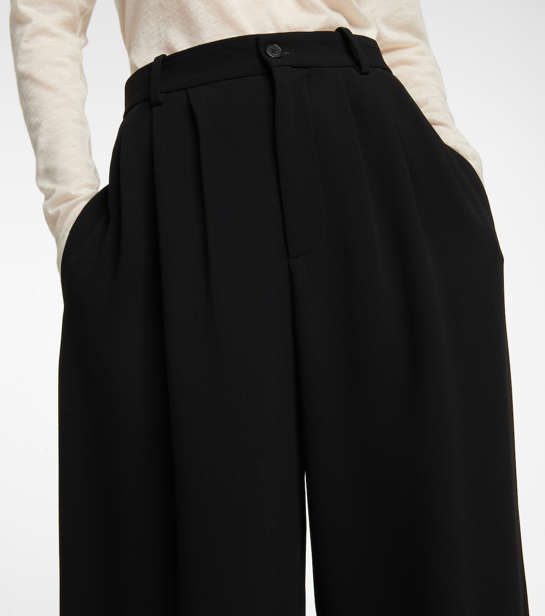 Rufus wool wide-leg pants in black - The Row | Mytheresa