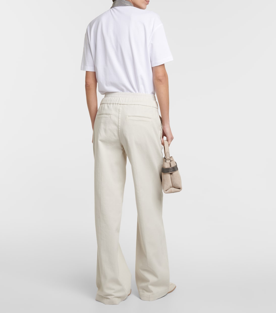 Jeans a gamba larga e vita alta | Brunello Cucinelli