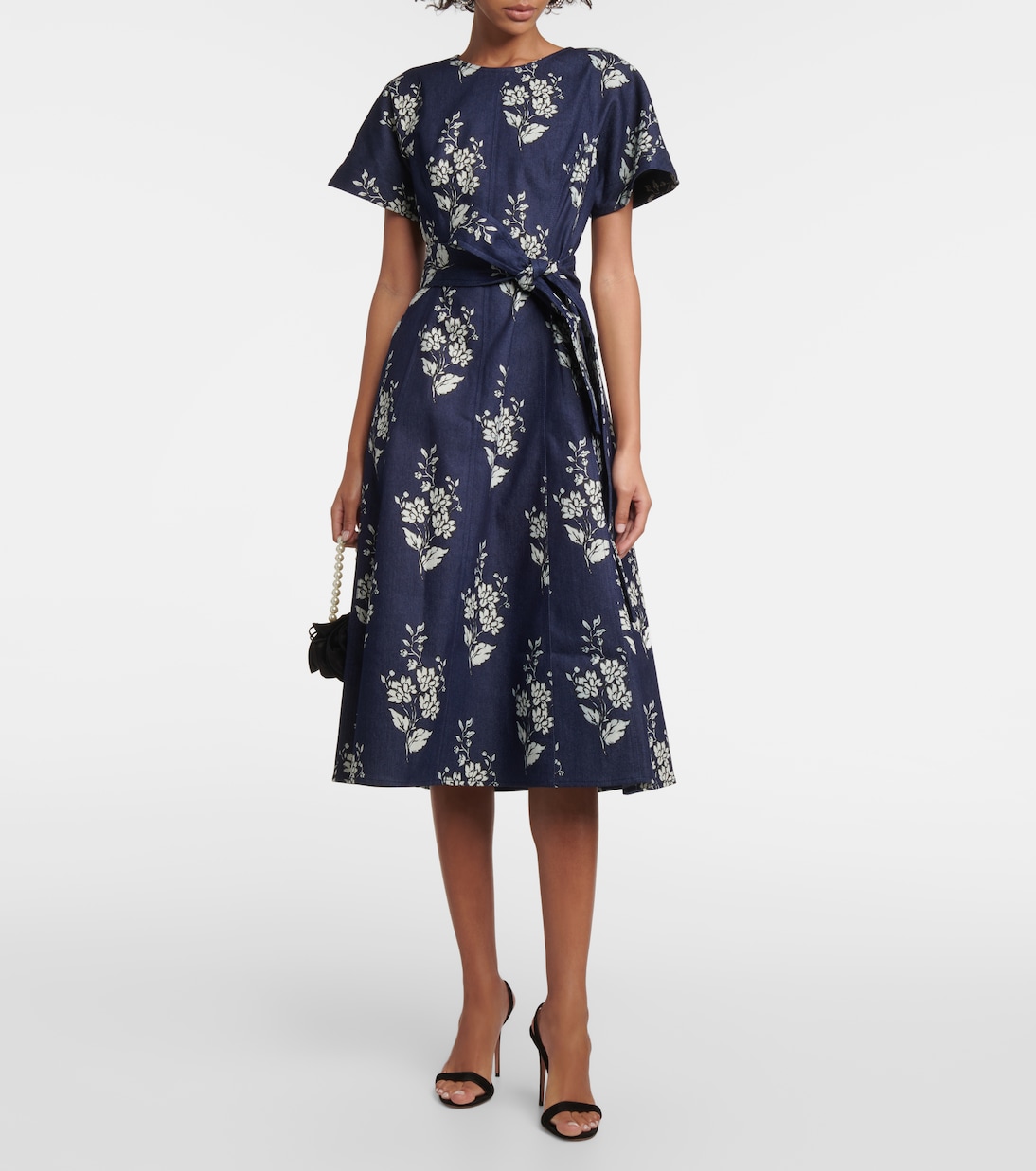 Floral denim midi dress | Carolina Herrera