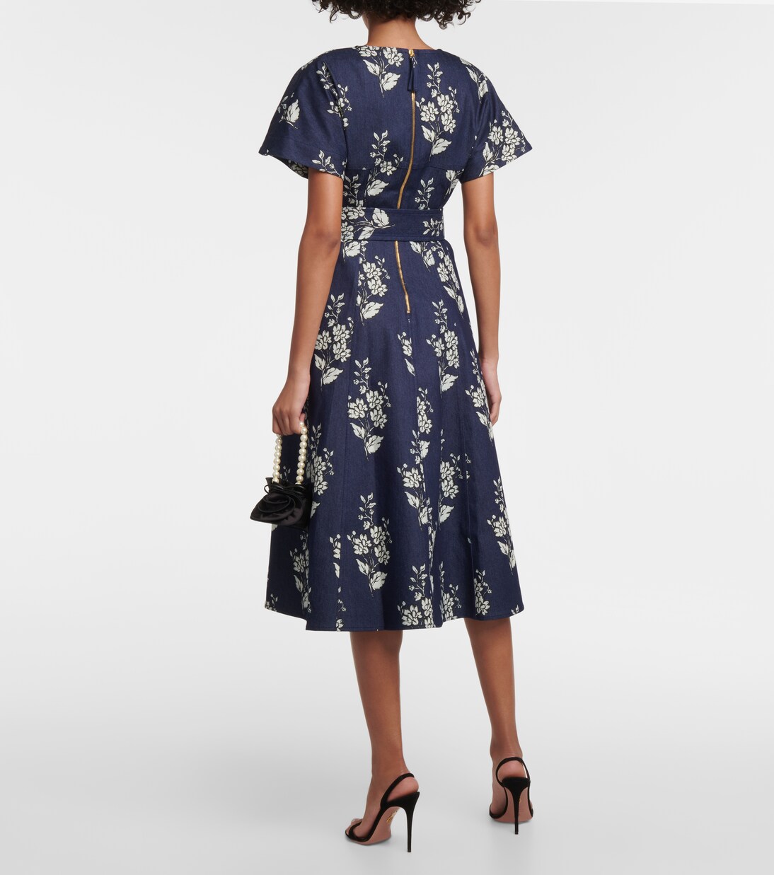 Floral denim midi dress | Carolina Herrera