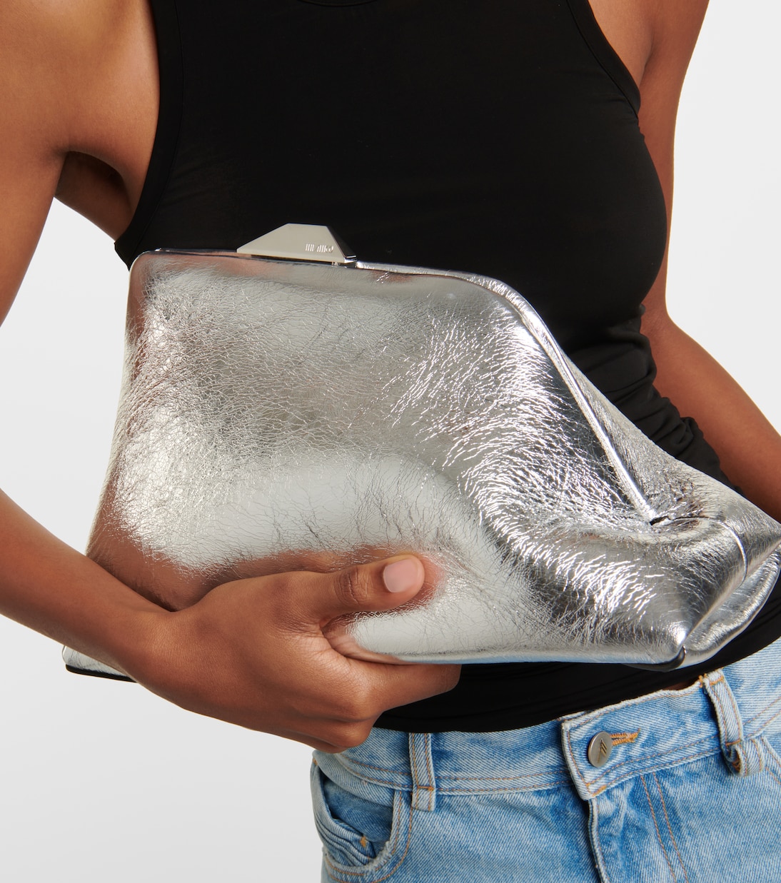 Borsa a spalla Day Off in pelle metallizzata | The Attico