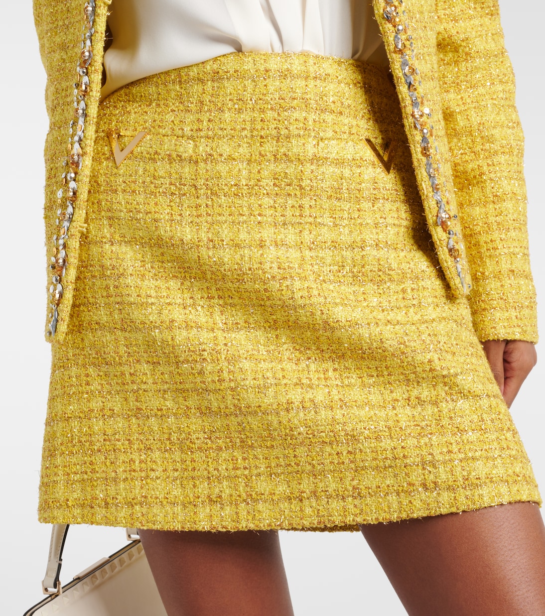 Mini-jupe VGold en tweed | Valentino