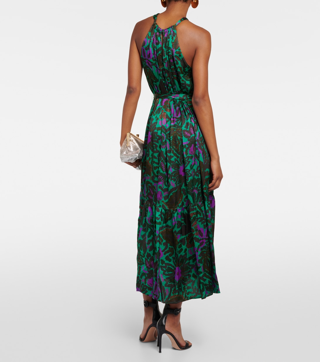 Vestido midi Kareese de satén estampado | Velvet