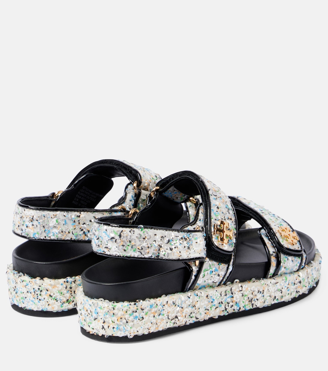Kira sequined leather-trimmed sandals | Tory Burch
