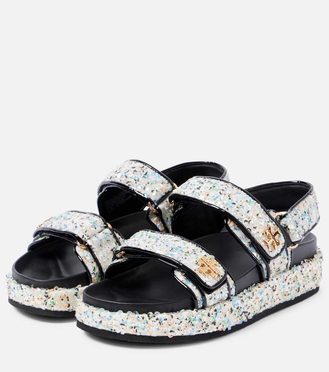Kira sequined leather-trimmed sandals | Tory Burch