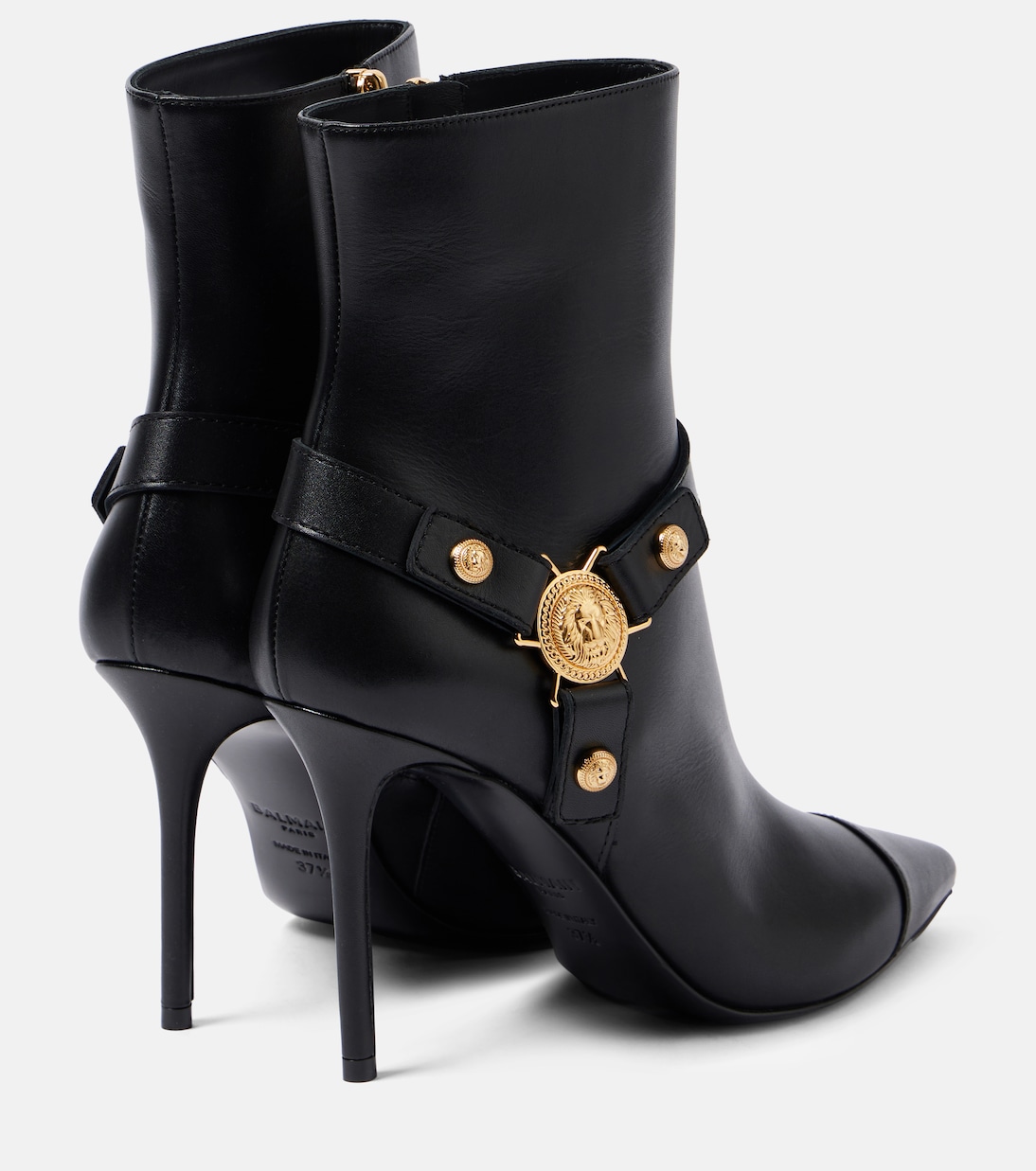 Eva leather ankle boots in black Balmain Mytheresa