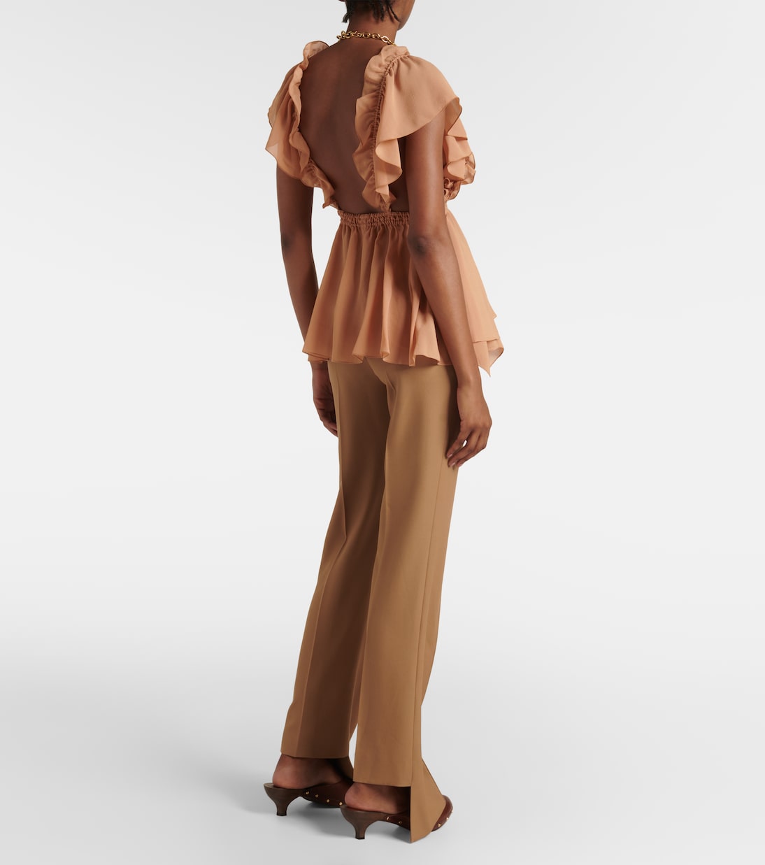 Top in georgette di seta con balze | Chloé