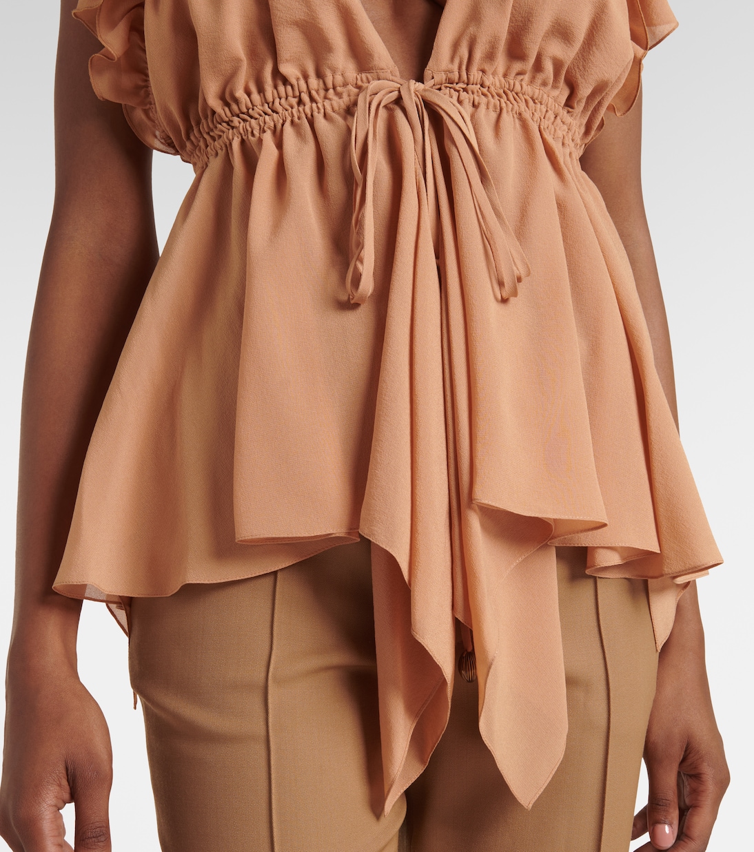 Top in georgette di seta con balze | Chloé