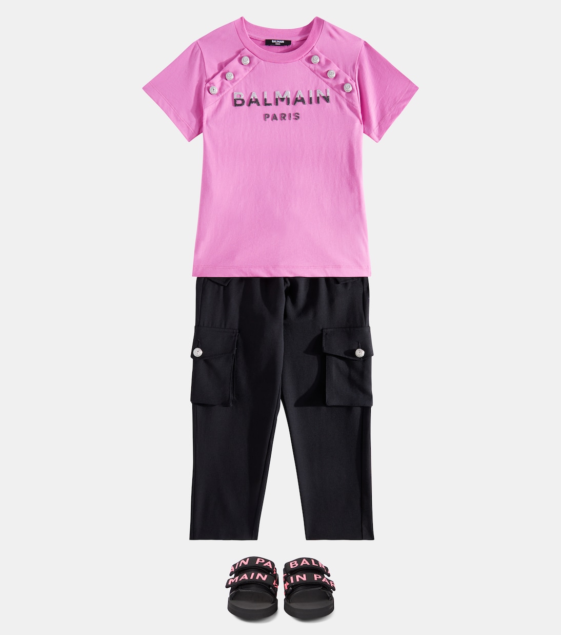 T-shirt in jersey di cotone con logo | Balmain Kids