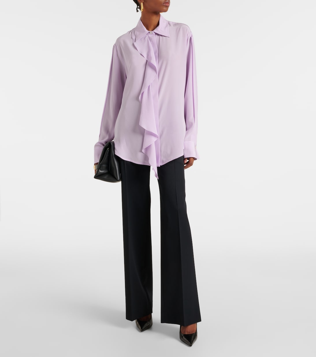 Blusa asimmetrica in seta con balze | Victoria Beckham