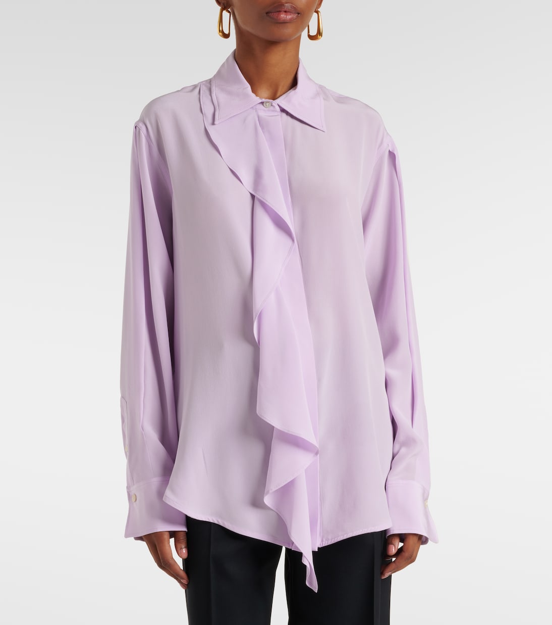Blusa asimmetrica in seta con balze | Victoria Beckham