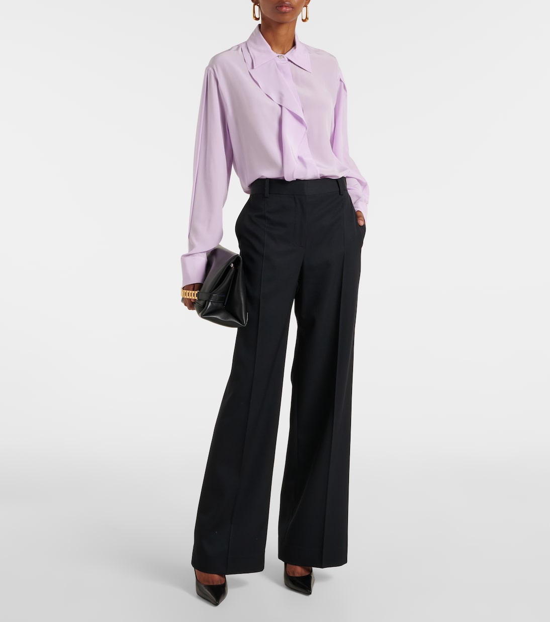 Blusa asimmetrica in seta con balze | Victoria Beckham