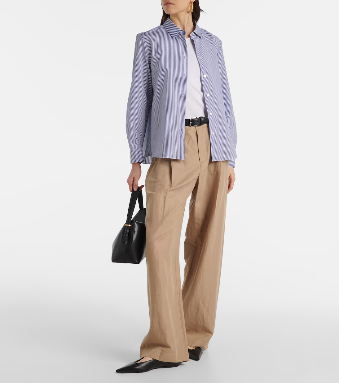 Pantalon ample à taille haute en coton mélangé | Vince