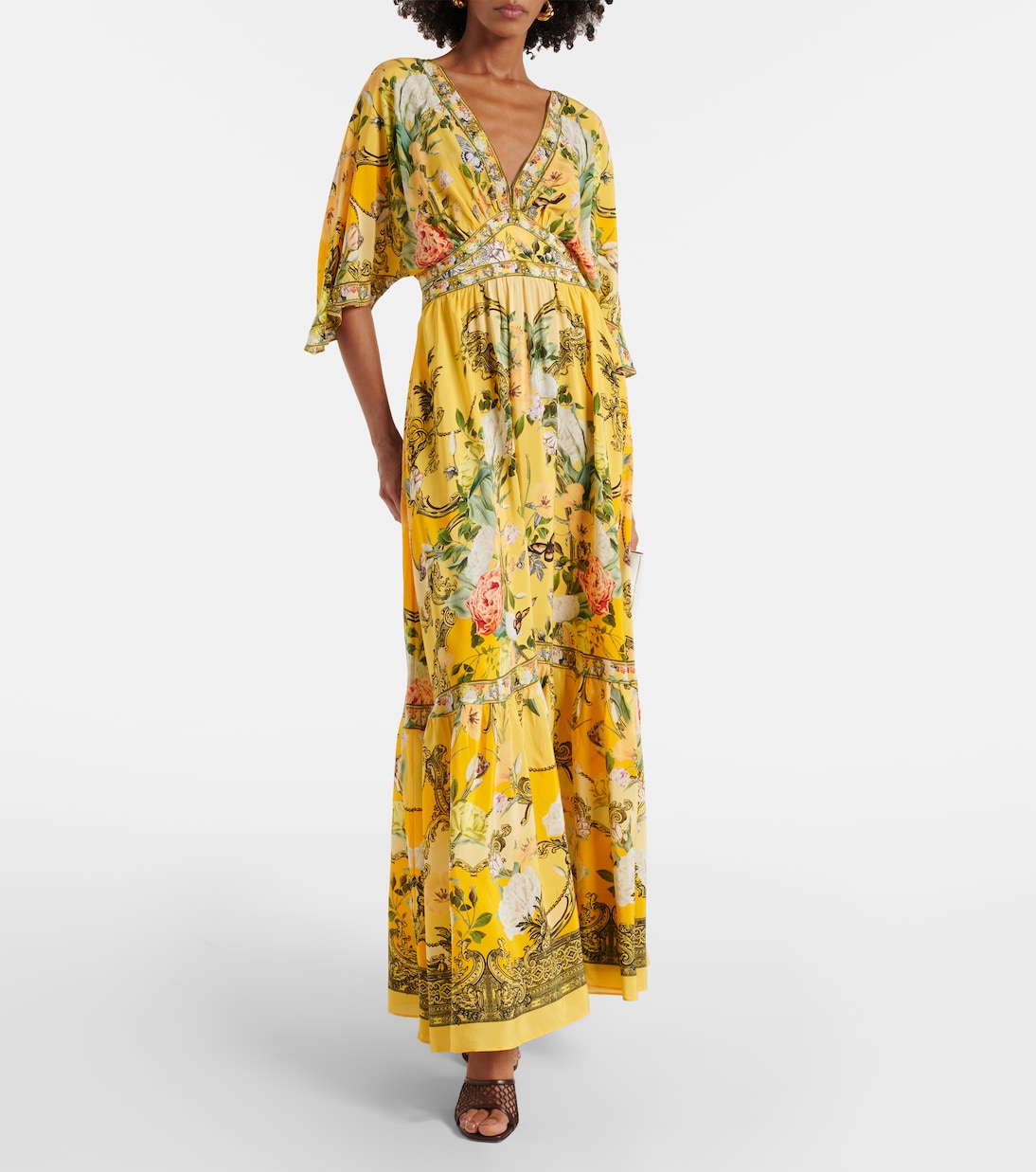 Paths of Gold floral silk maxi dress | Camilla