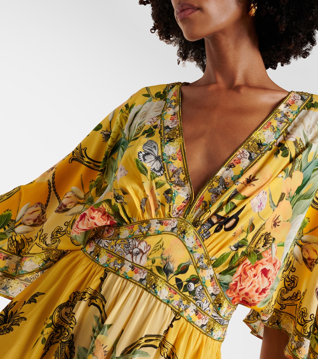 Paths of Gold floral silk maxi dress | Camilla