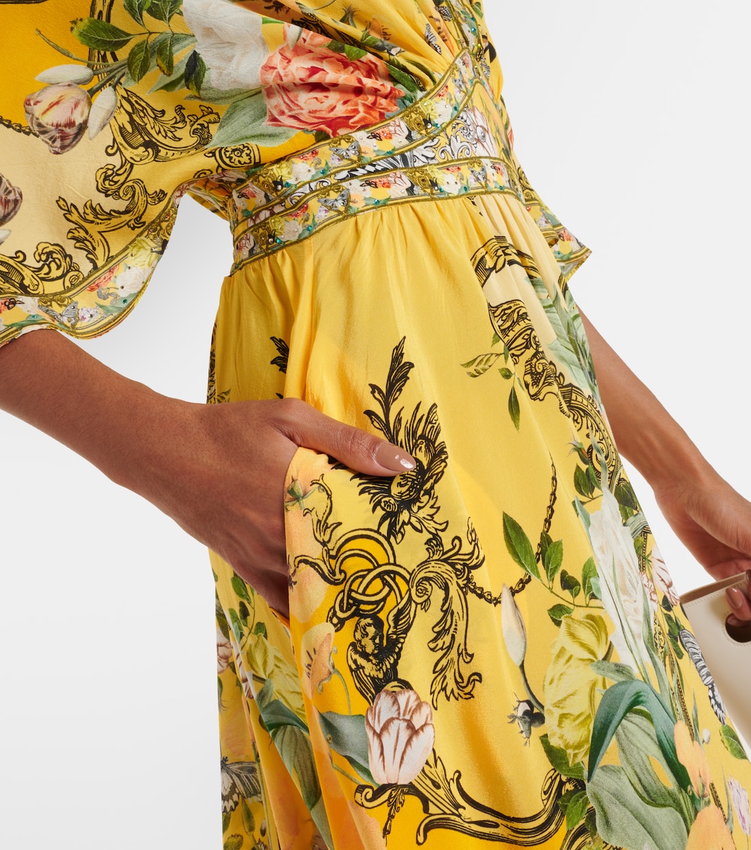 Paths of Gold floral silk maxi dress | Camilla