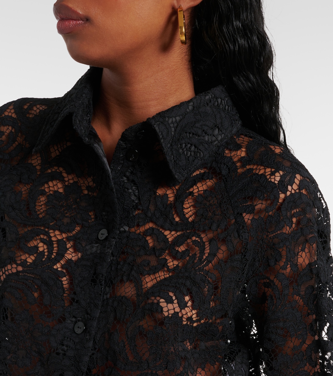 Blouse raccourcie en dentelle | Patou
