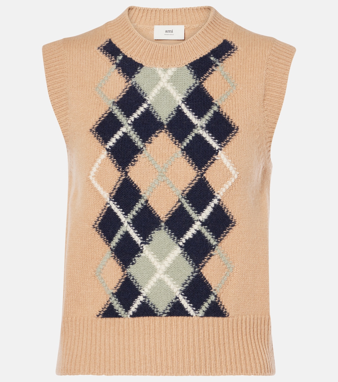 Argyle wool and cashmere sweater vest | Ami Paris