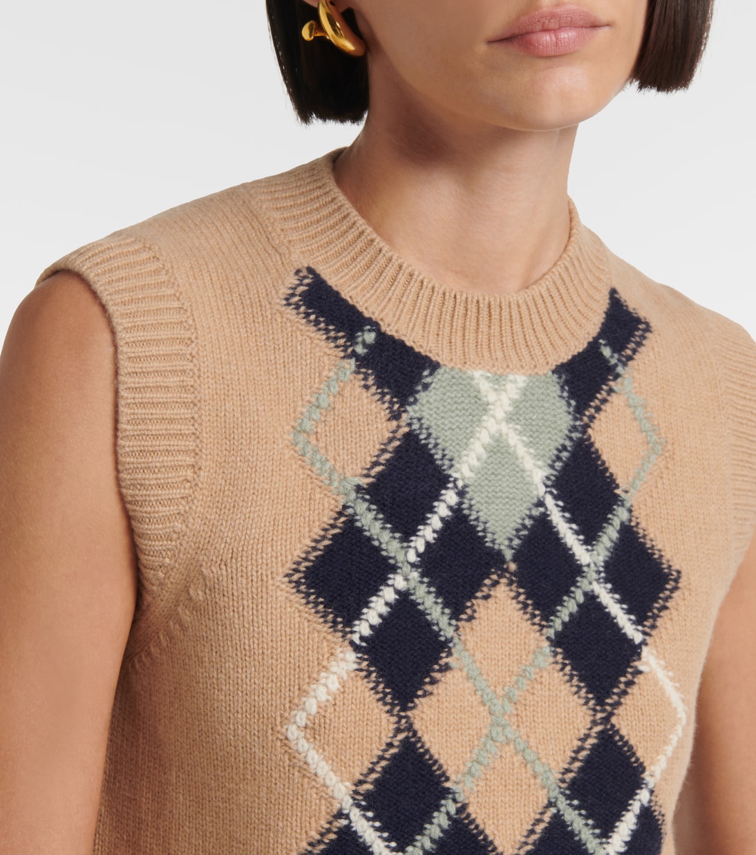 Argyle wool and cashmere sweater vest | Ami Paris