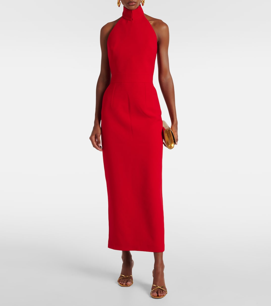 Halterneck crêpe midi dress | The New Arrivals Ilkyaz Ozel