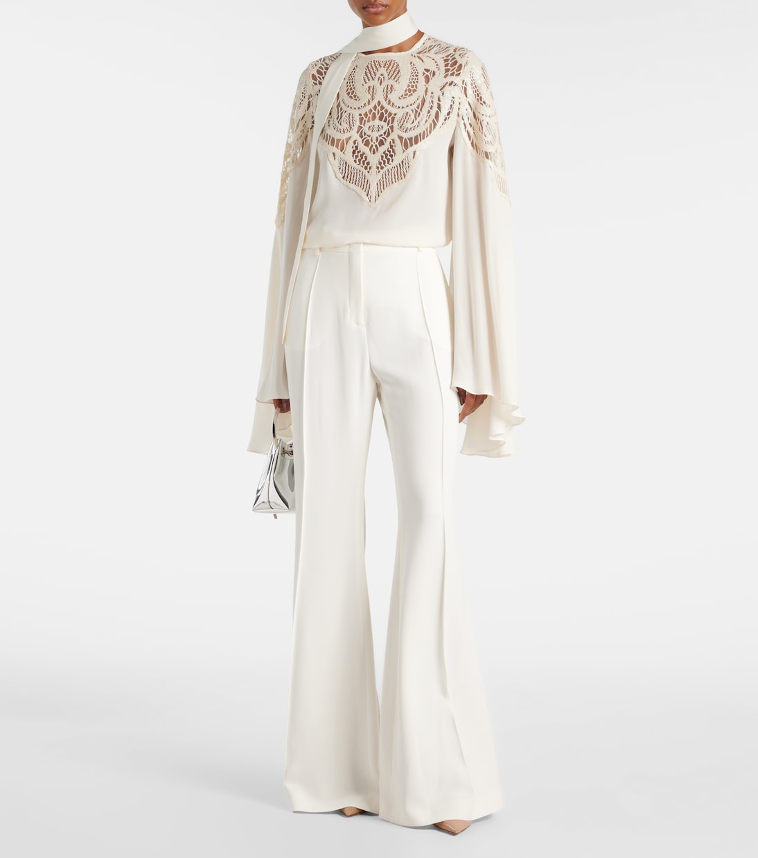 Pantaloni flared in cady a vita alta | Elie Saab