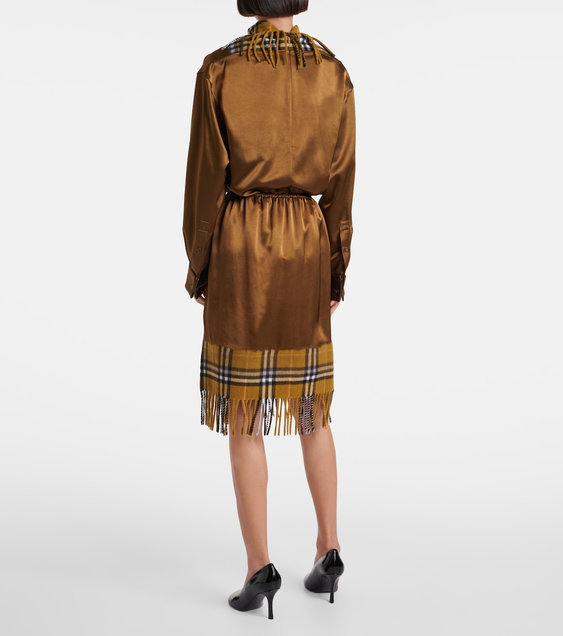 Midirock Burberry Check aus Satin | Burberry