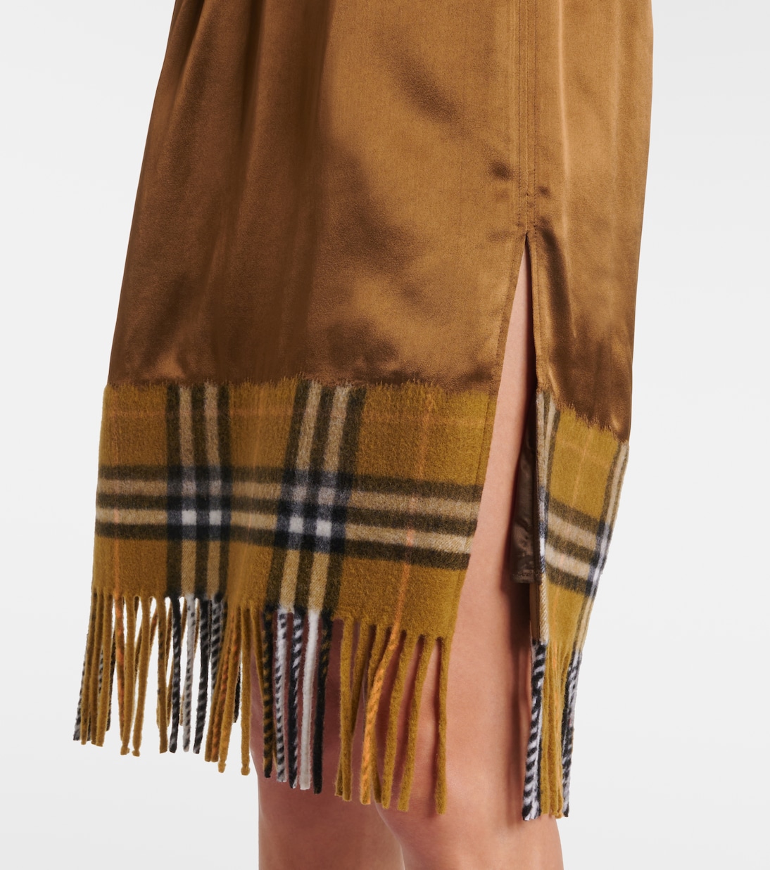 Midirock Burberry Check aus Satin | Burberry