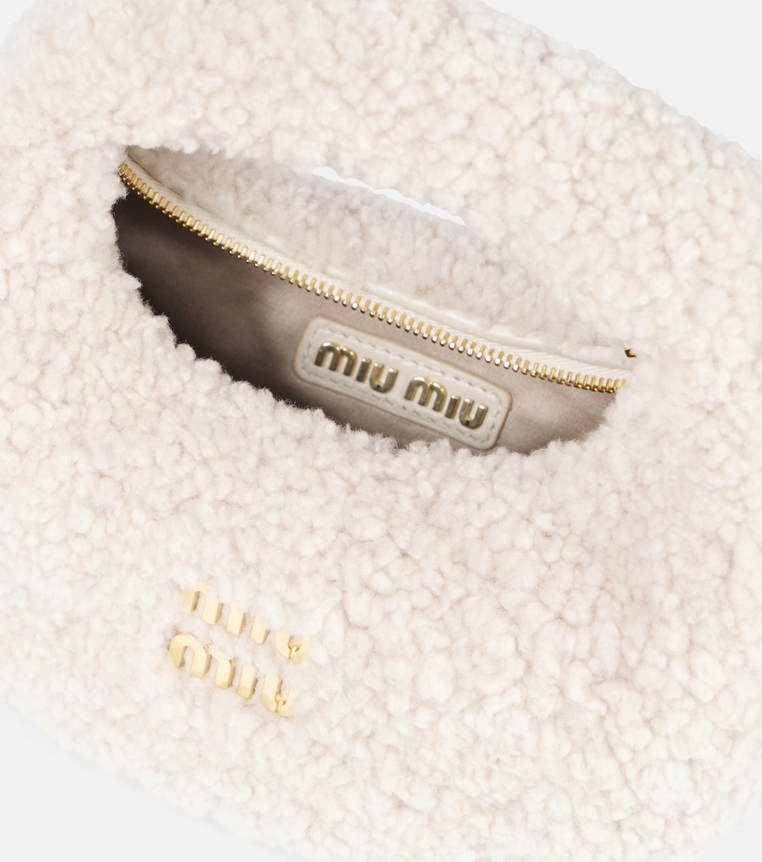 Borsa a spalla Wander Mini in shearling | Miu Miu