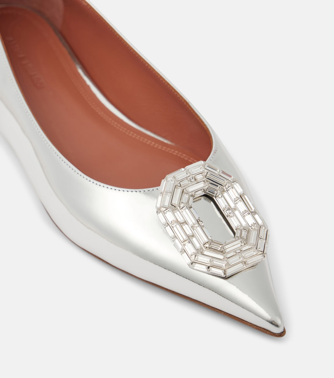 Verzierte Ballerinas Camelia aus Metallic-Leder | Amina Muaddi