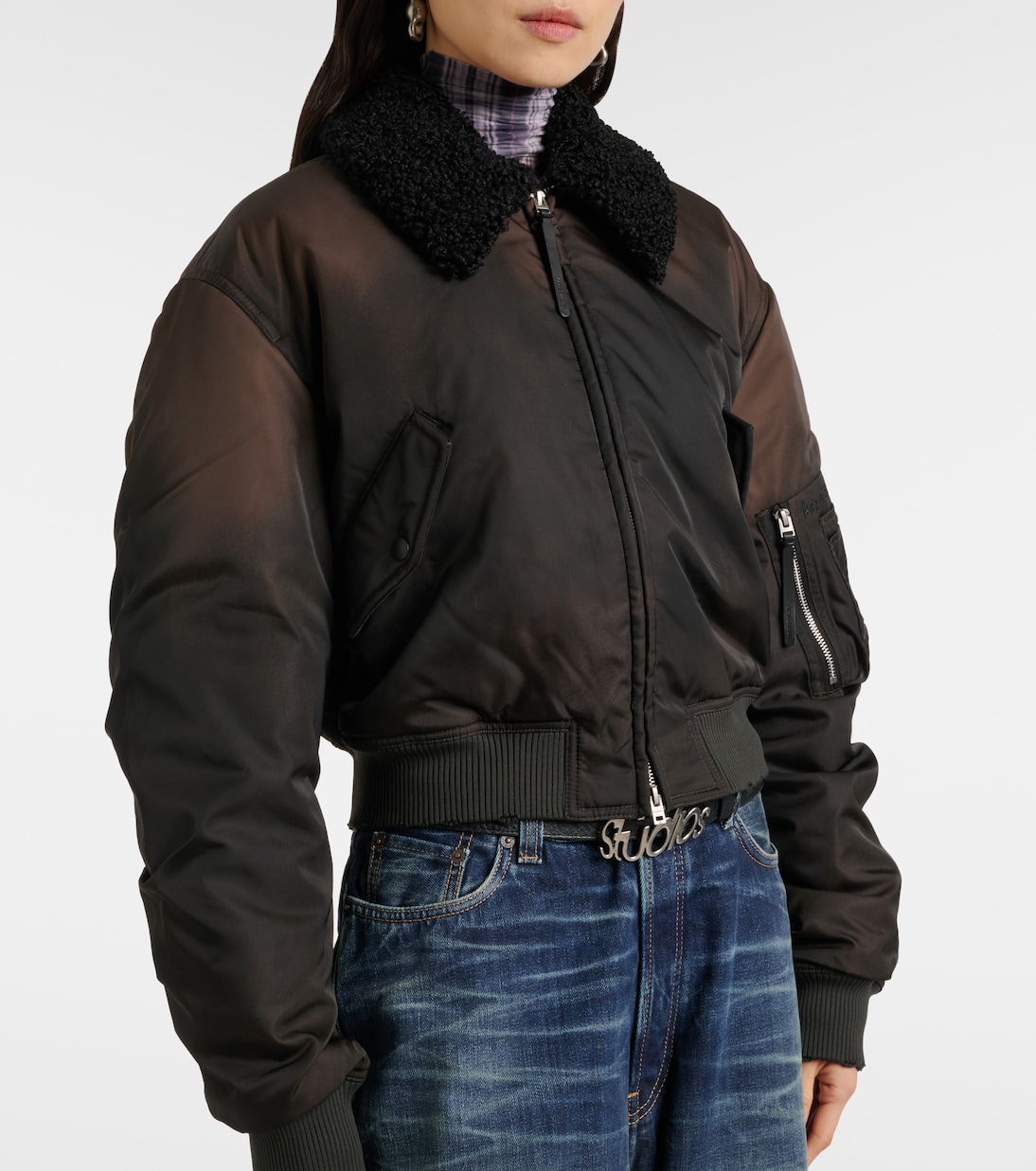 Bomber cropped con pelliccia sintetica | Acne Studios