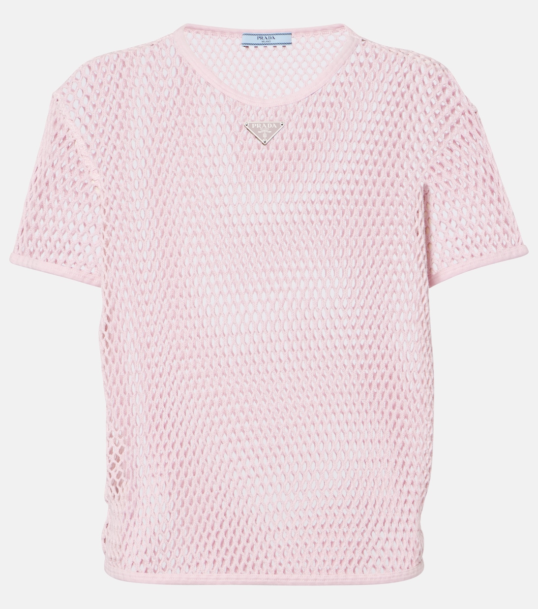 T-shirt in mesh di cotone | Prada