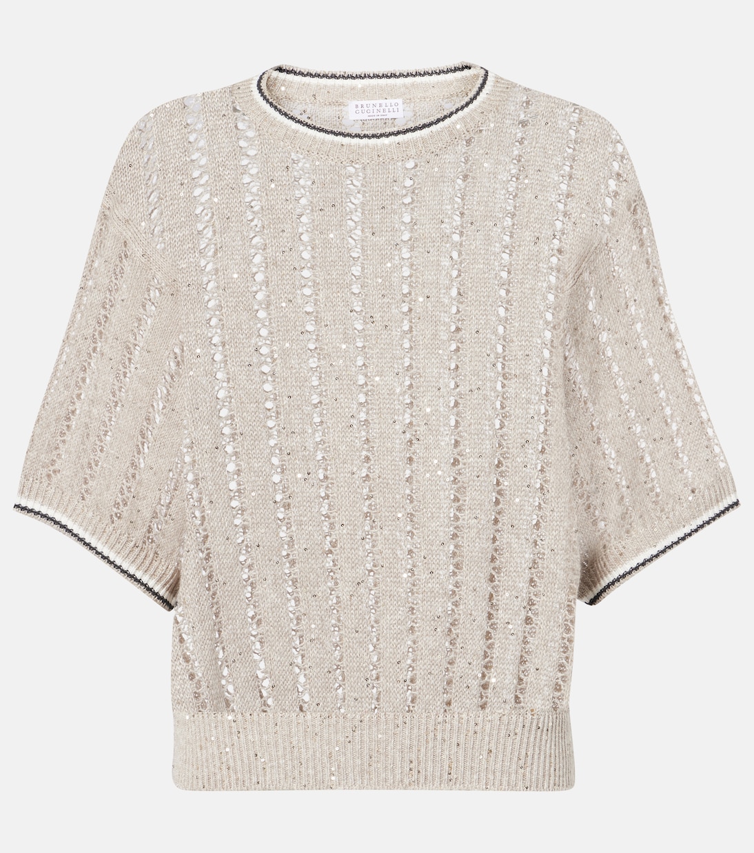 Top en lin mélangé à sequins | Brunello Cucinelli