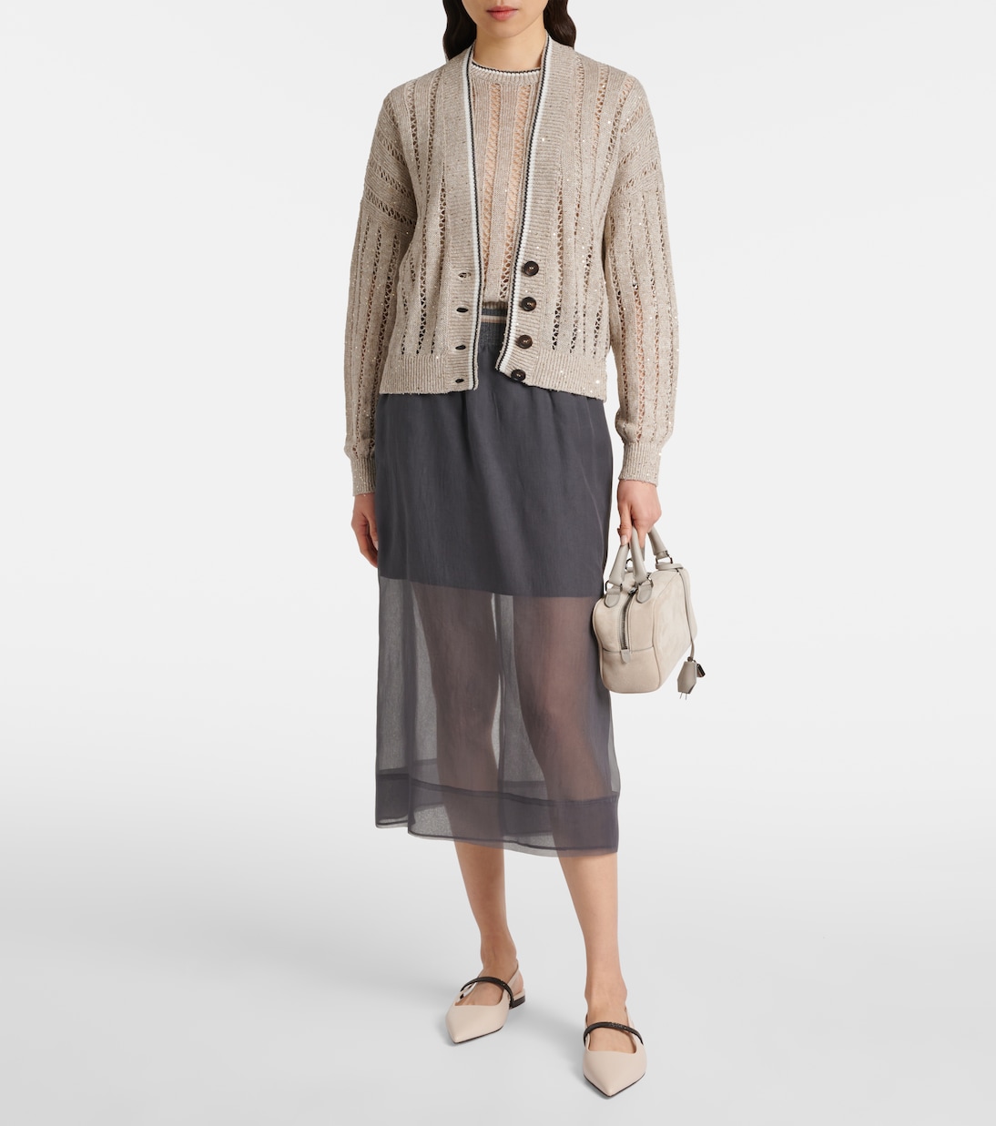 Top en lin mélangé à sequins | Brunello Cucinelli