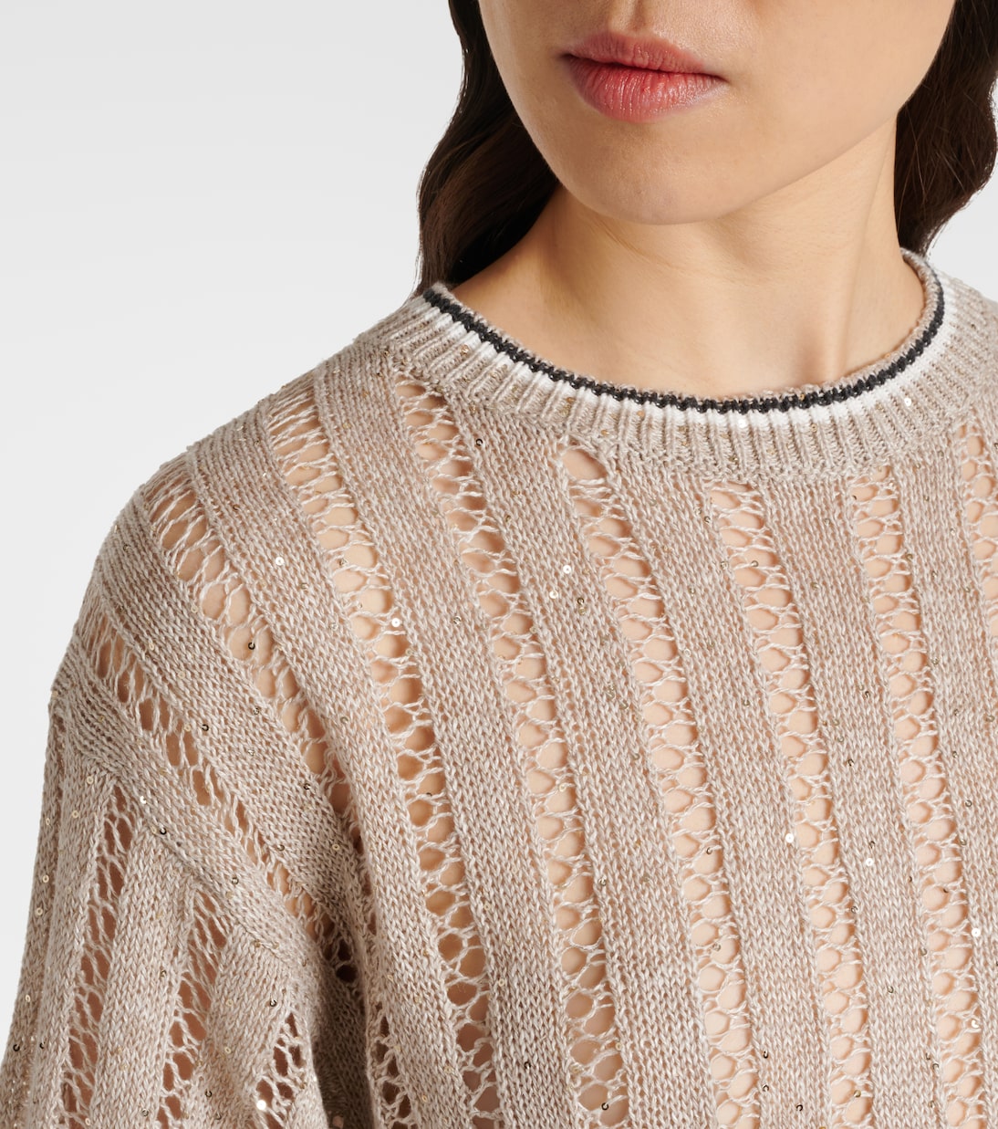 Top en lin mélangé à sequins | Brunello Cucinelli