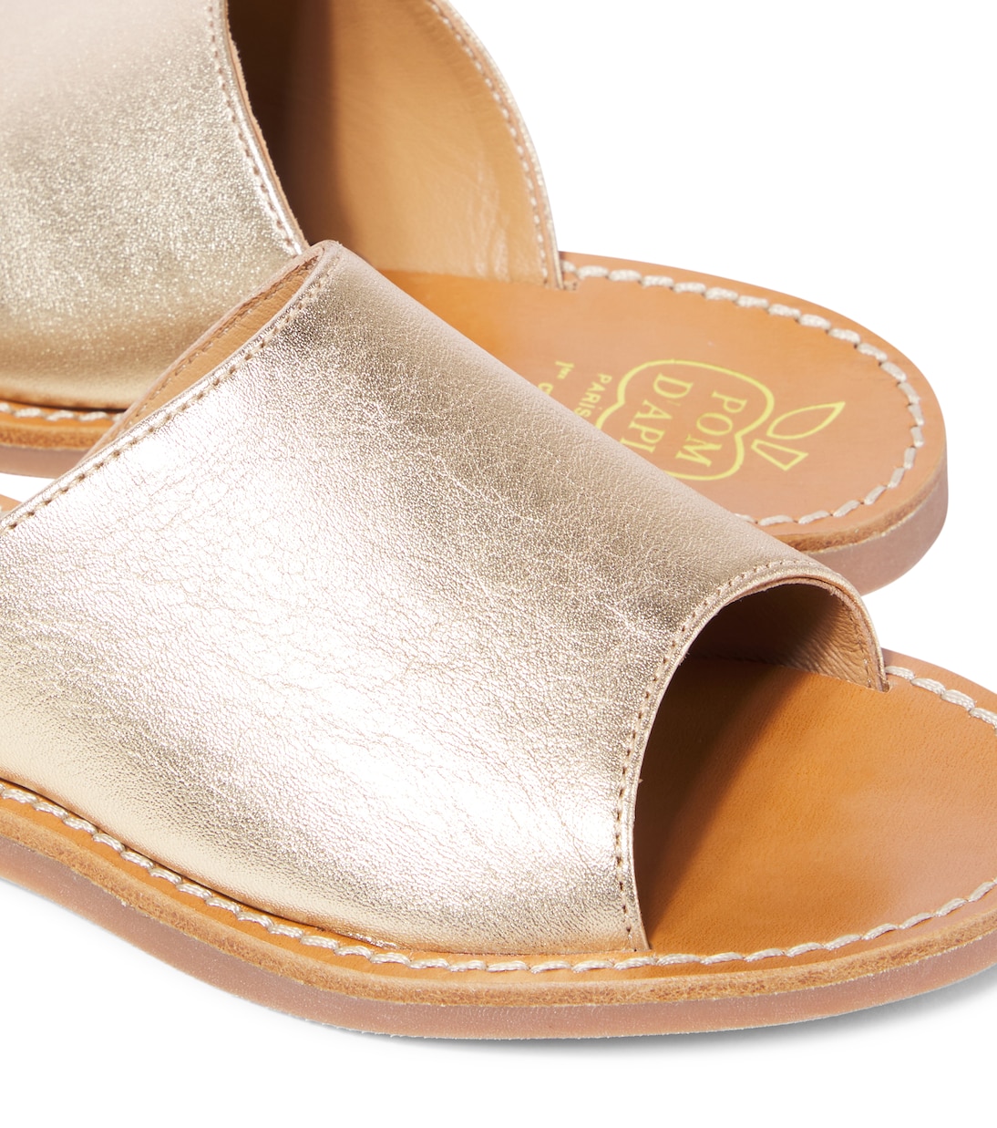 Pantoletten Plage Curv aus Metallic-Leder | Pom d'Api