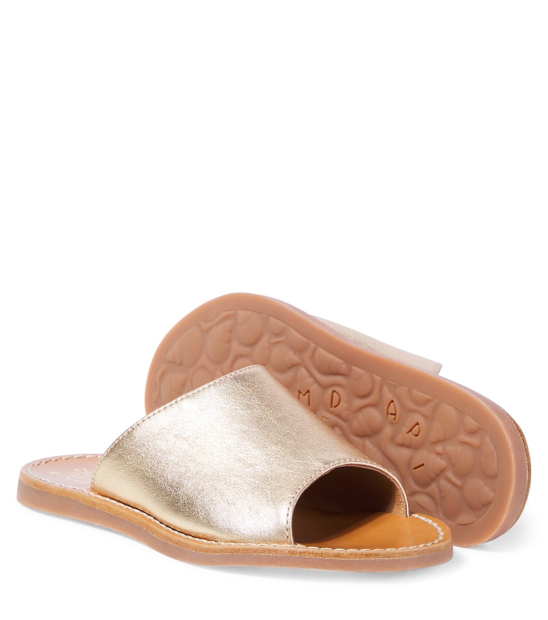 Pantoletten Plage Curv aus Metallic-Leder | Pom d'Api