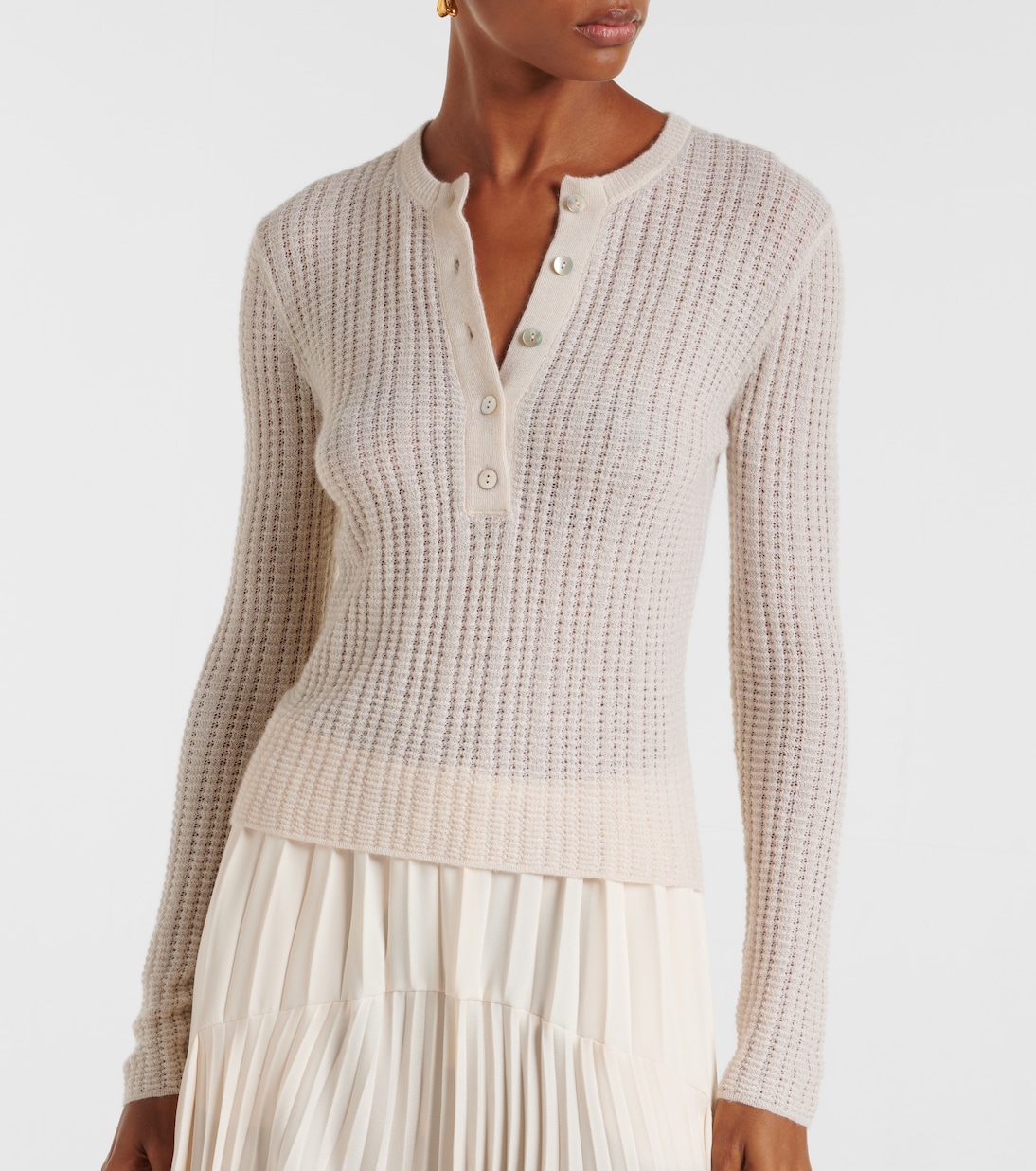 Camiseta con botones de cachemir y seda | Vince
