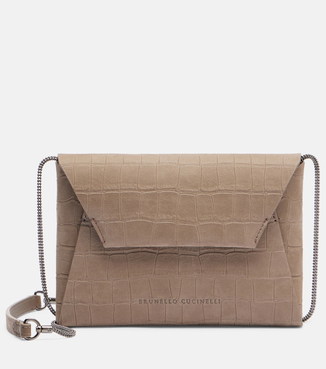 BC Duo croc-effect suede clutch | Brunello Cucinelli