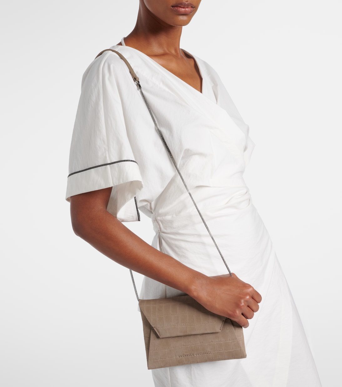 BC Duo croc-effect suede clutch | Brunello Cucinelli