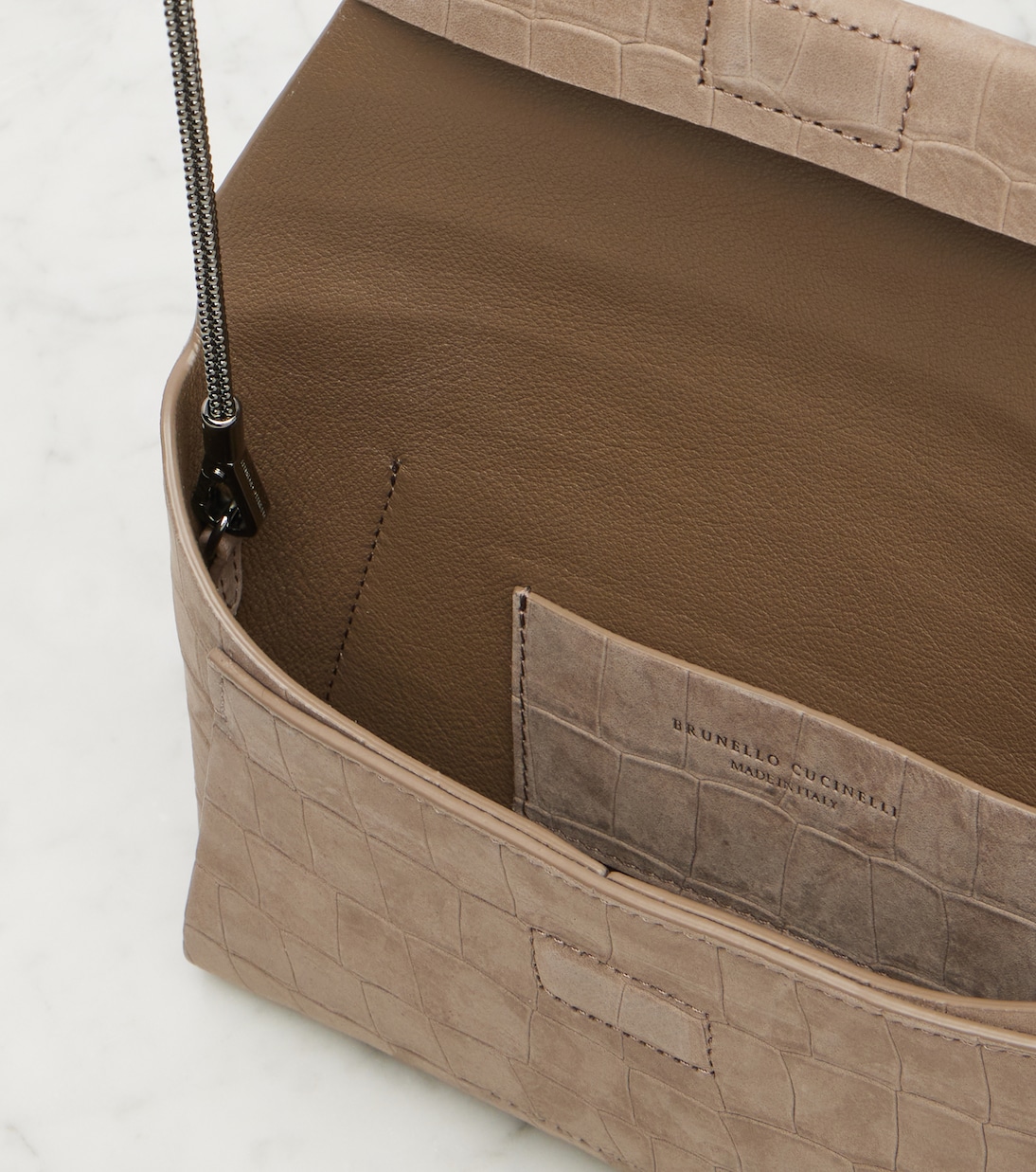 BC Duo croc-effect suede clutch | Brunello Cucinelli