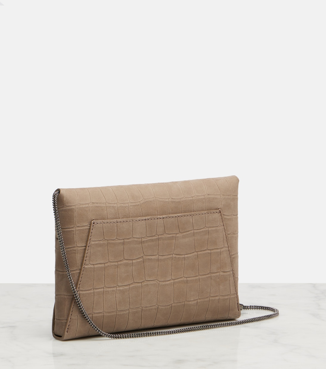 BC Duo croc-effect suede clutch | Brunello Cucinelli