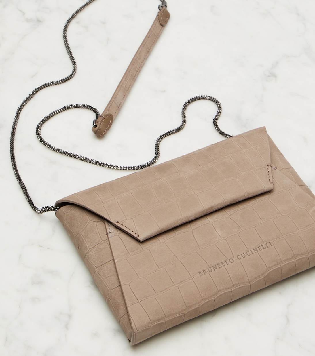 BC Duo croc-effect suede clutch | Brunello Cucinelli