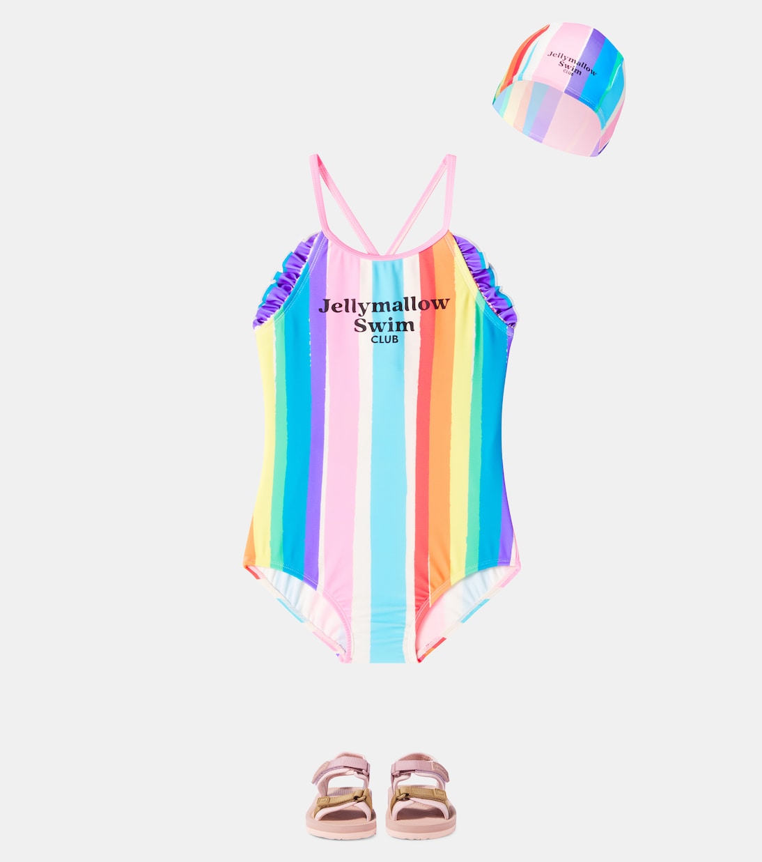 Rainbow swimsuit and cap set | Jellymallow