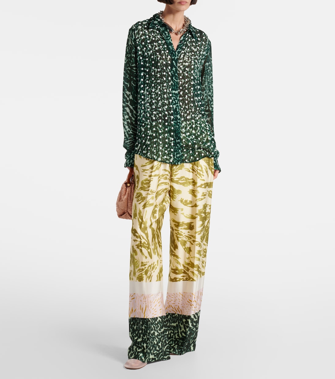 Pantaloni Puvis a gamba larga con stampa | Dries Van Noten