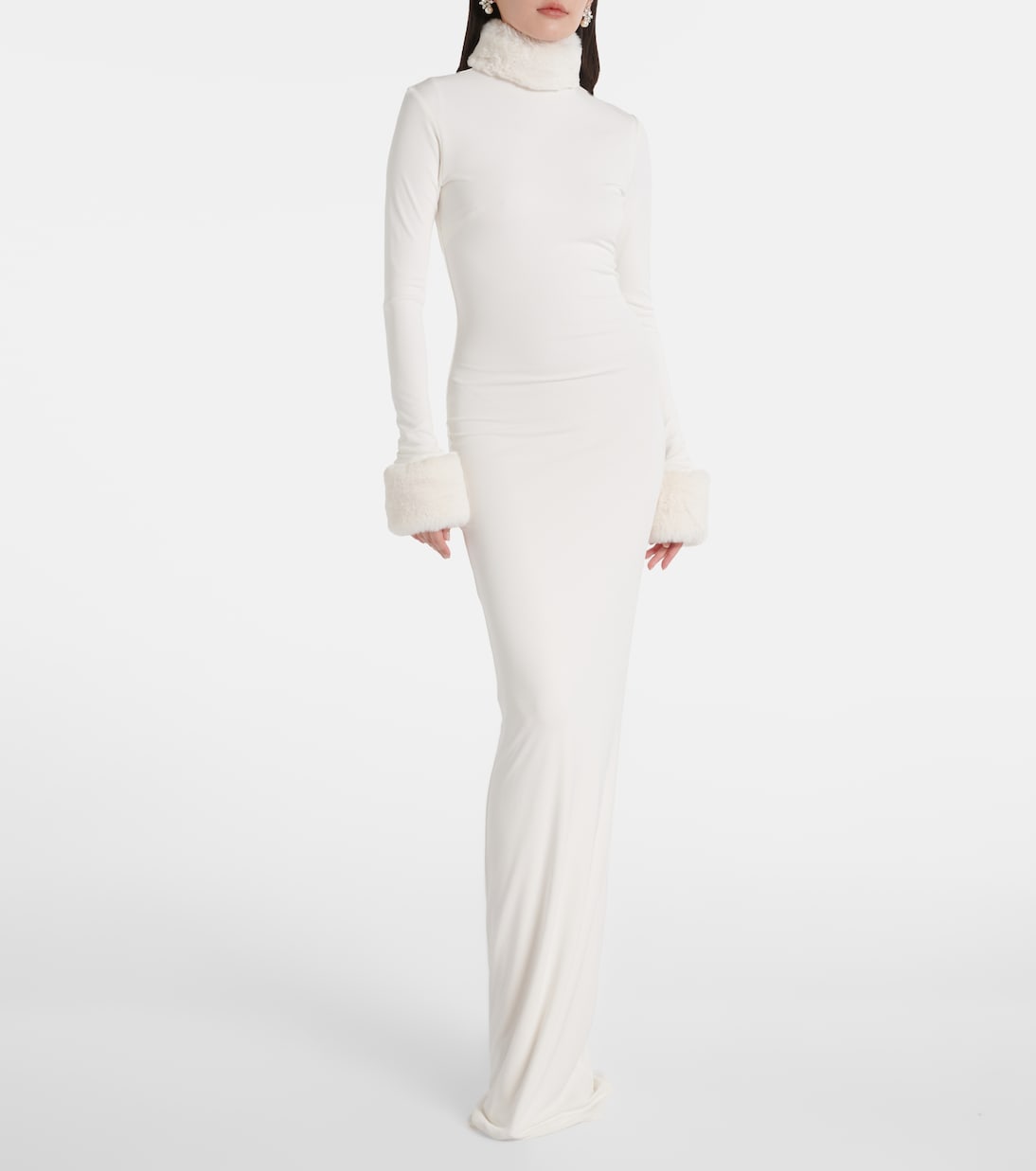 Priscilla faux fur-trimmed satin gown | The New Arrivals Ilkyaz Ozel